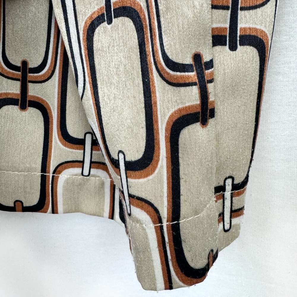 ALEXIS Tan Chain Link Print Lionel Belted Satin Pants with Tie Size Small - Picture 7 of 8